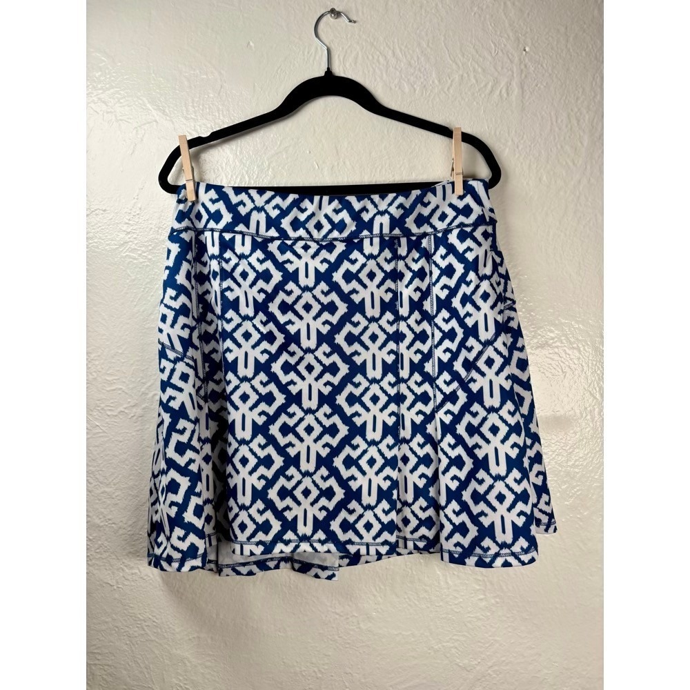 Bermuda Sands Golf Skort Womens Large Blue White Geometric Tennis Pickleball